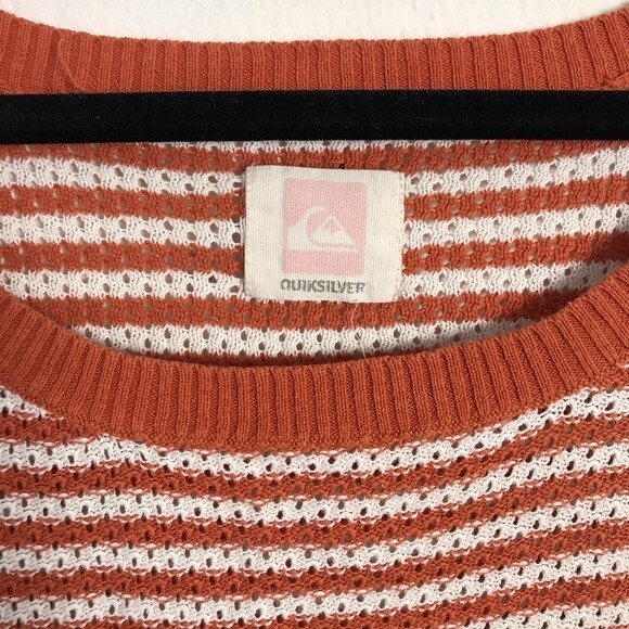 Quiksilver Knit Striped Sweater- 3/4 Sleeve- Orange & White- Size Medium - Picture 2 of 5